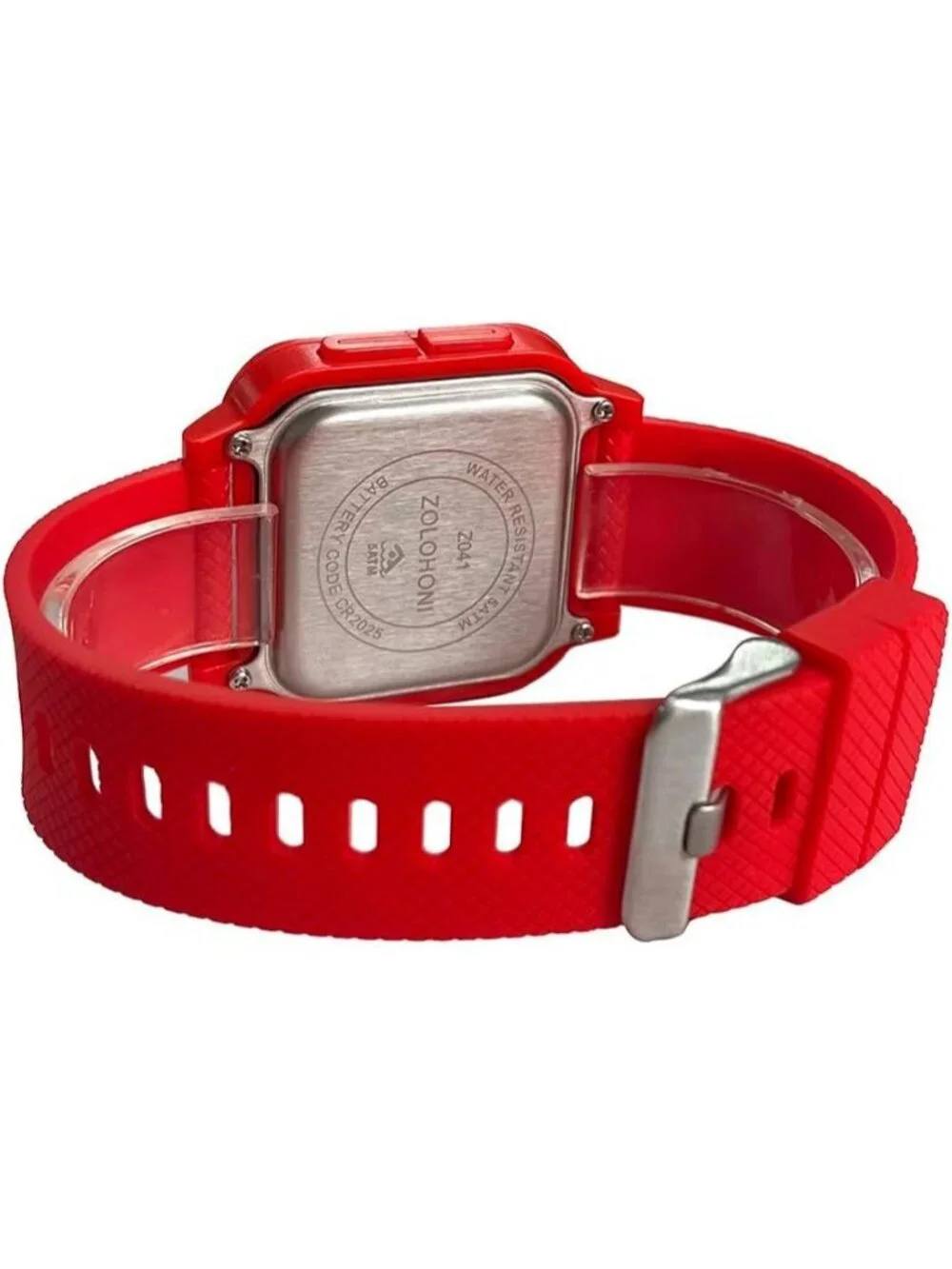 Men's Red Black Analog Quartz Stainless Steel Waterproof Square Digital Watch